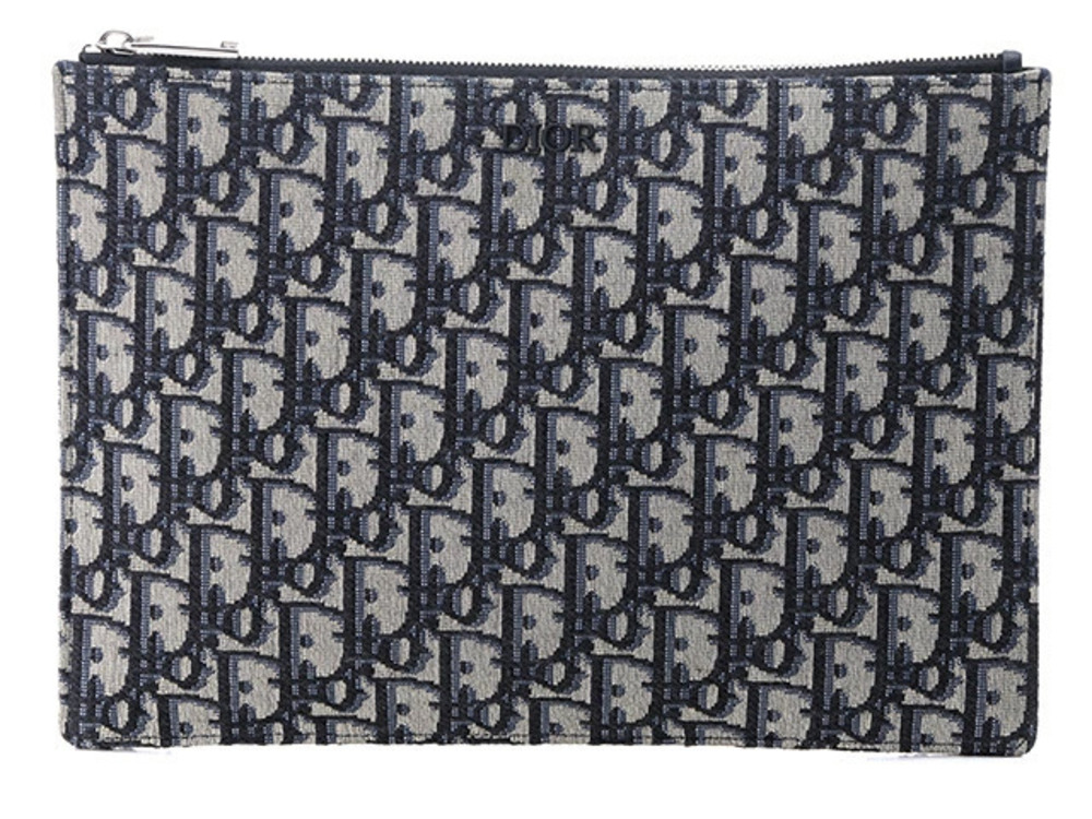 Christian Dior Homme bag Trotta Navy Blue Beige Cream jacquard leather